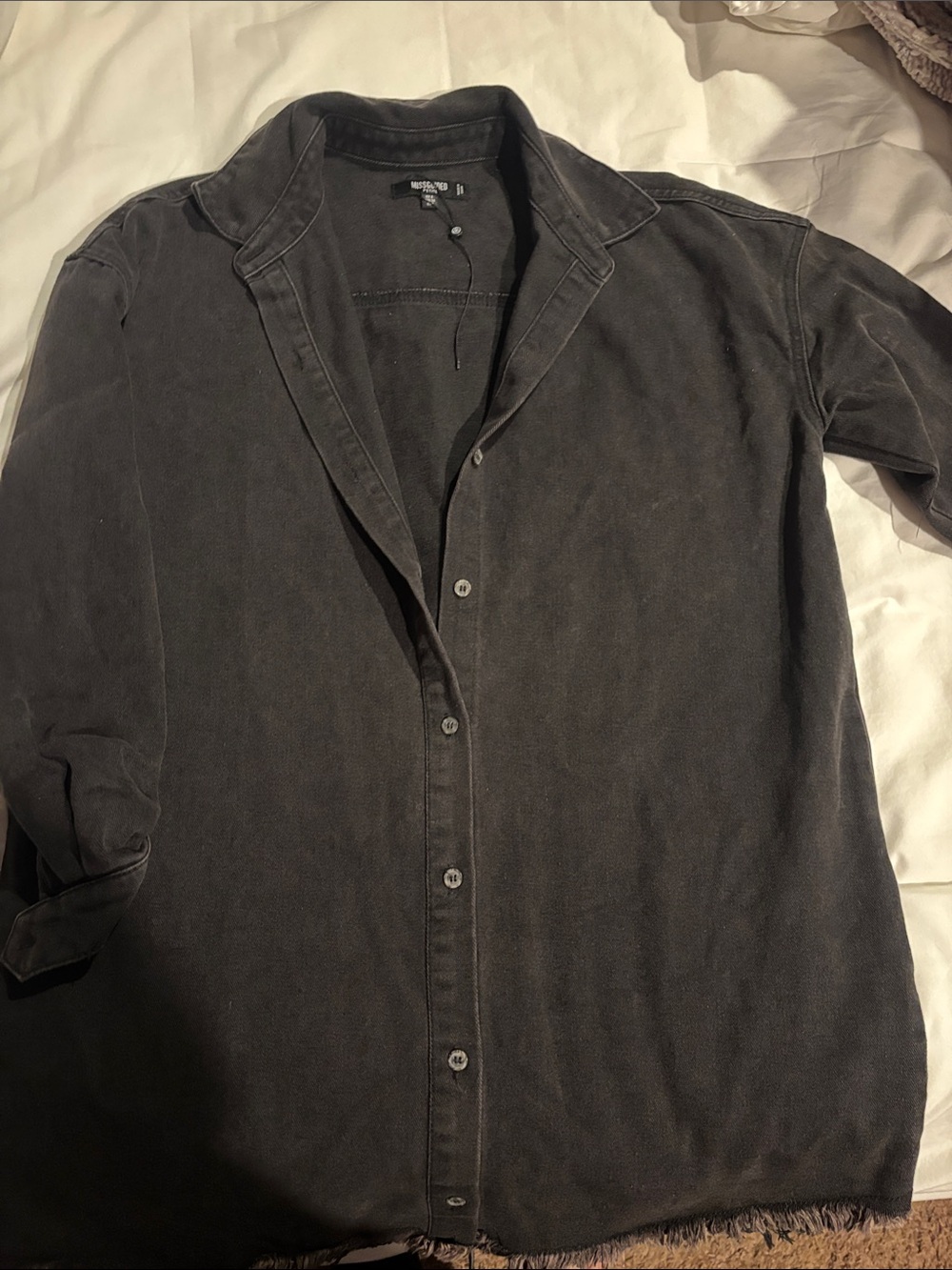 Missguided + Washed Black Casual Button-Down Shirt